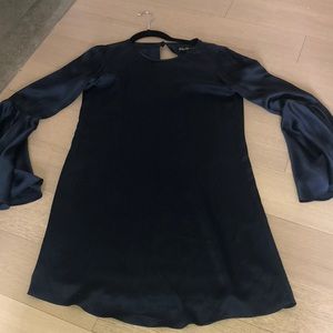 Elizabeth & James navy silk long sleeve dress